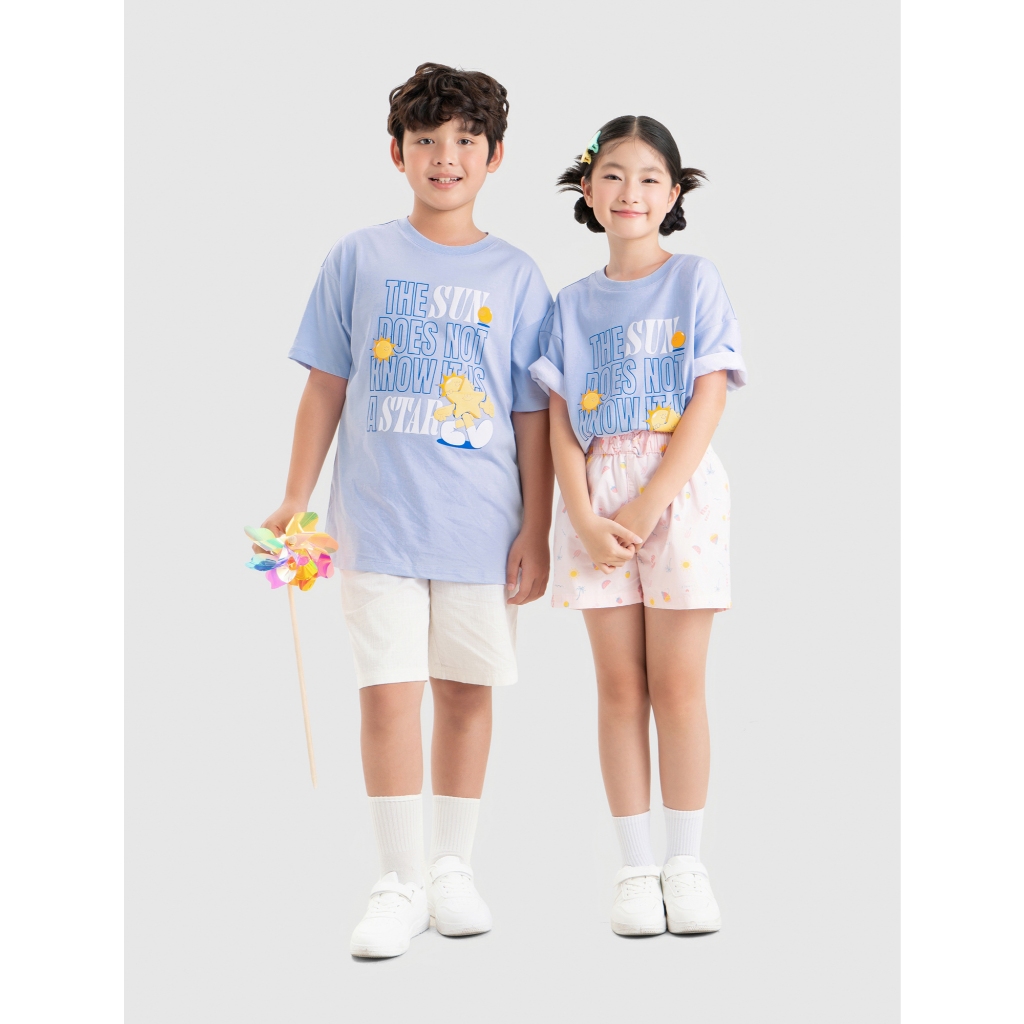 Áo phông unisex trẻ em CANIFA cổ tròn ngắn tay 3TS26S010