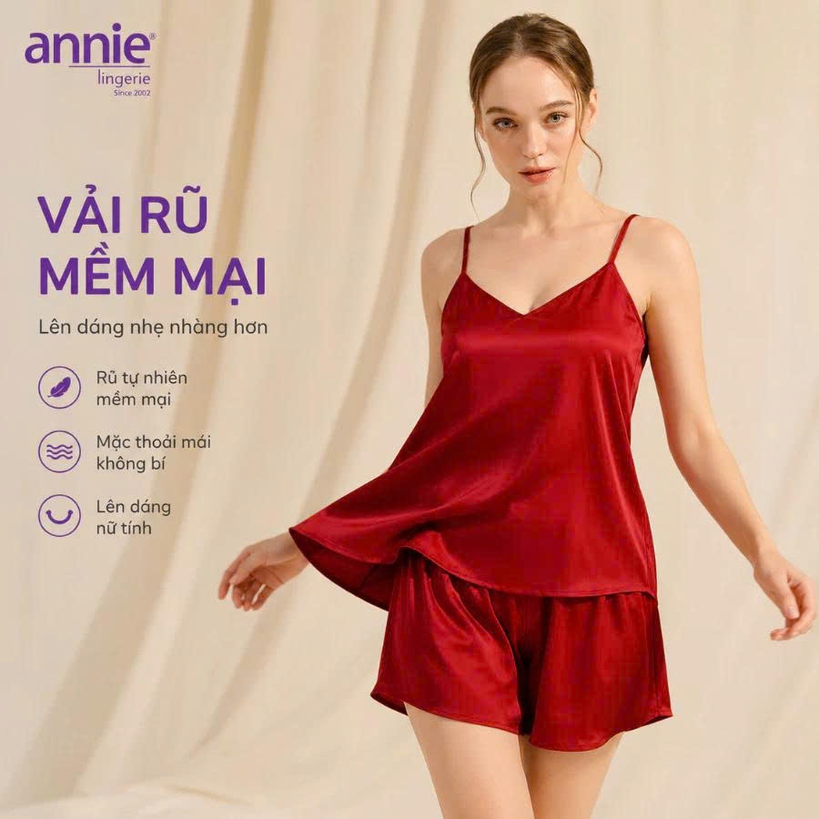 Quần Đùi Ngủ Lụa Satin QE 6048 annie Mềm Mịn, Thoáng Mát, Mặc Nhà Siêu Thoải Mái