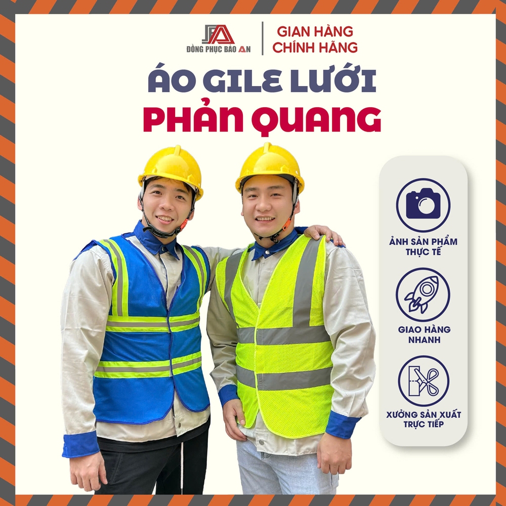 ÁO GILE LƯỚI 3M PHẢN QUANG NHIỀU MÀU - ÁO GILE BẢO HỘ CÔNG NHÂN XÂY DỰNG-KỸ THUẬT-NHÂN VIÊN VỆ SINH - CÓ NHẬN IN LOGO
