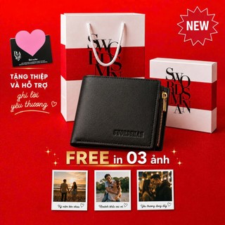 NEW - Bộ quà tặng ví Khóa giữa full túi hộp - free in 03 ảnh theo yêu cầu và tặng 01 thiệp trái tim theo kèm cho người t