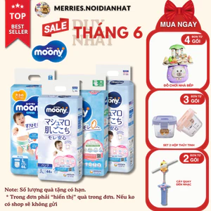Tã MOONY XANH dán quần NB90/S84/M64/M58/L44/XL38/XXL26
