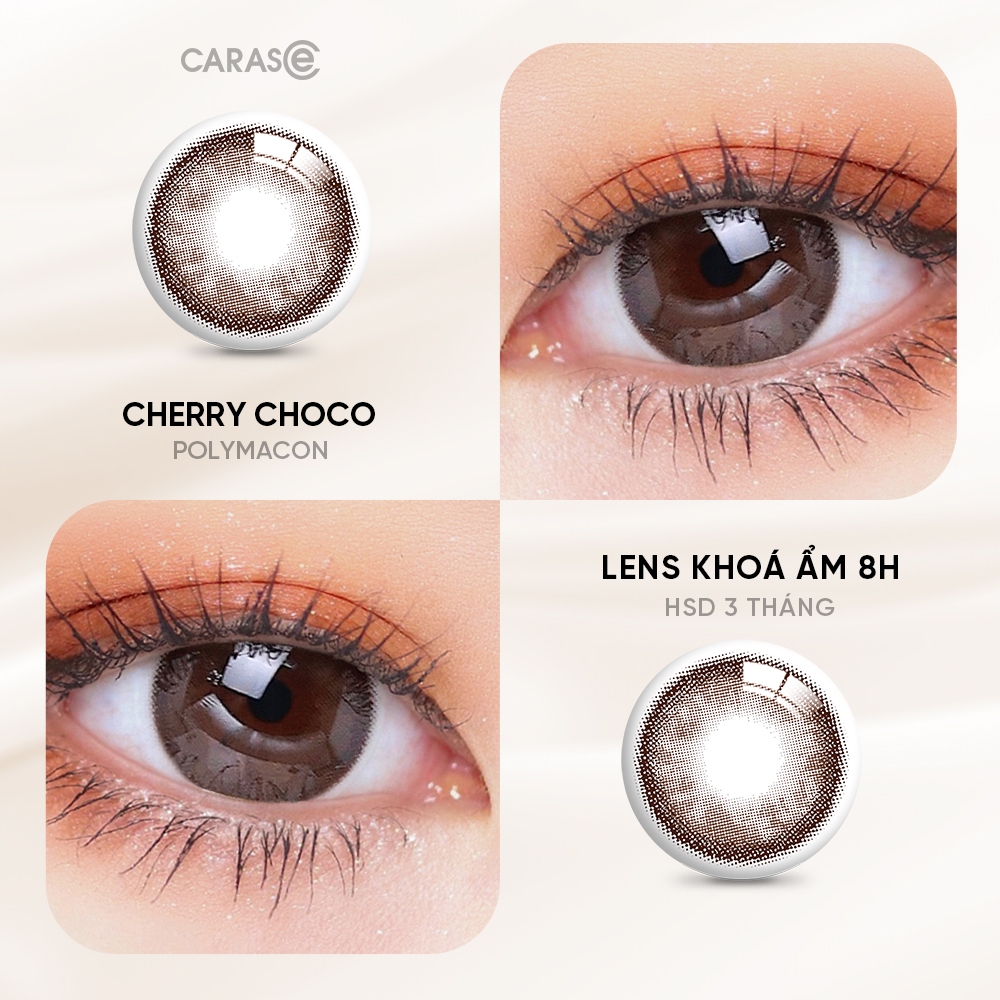 [1 chiếc] Kính áp tròng khoá ẩm 8H 3 Tháng Màu Nâu Trầm Tự Nhiên CARASE, Lens cận B CHERRY CHOCO