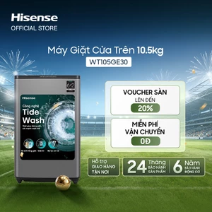 Máy Giặt Cửa Trên Hisense 10.5kg WT105GE30 - Giặt AI | Tiết Kiệm |Mềm Vải - BH 2 Năm - Miễn Phí Vận Chuyển Tận Nơi
