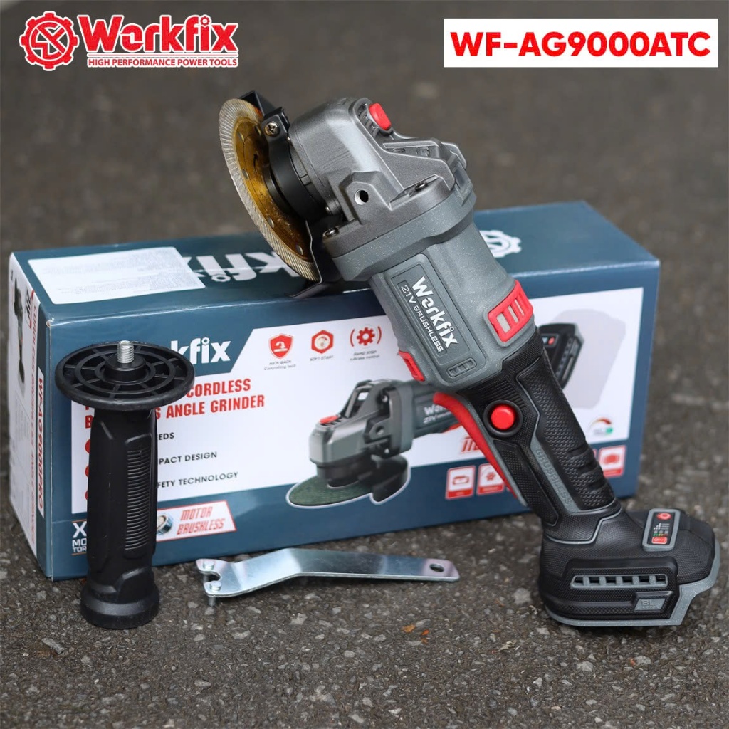 Máy mài góc Workfix WF-AG9000ATC, Có aniti_kickback, Chống khởi động lại, Chống sốc đá - Ép tải >80A