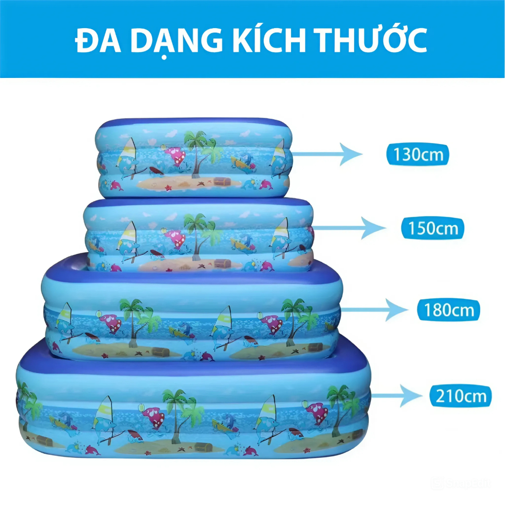 Bể bơi cho bé KAW đáy 2 lớp chống trượt chất liệu PVC cao cấp, độ bền cao - Lỗi 1 đổi 1