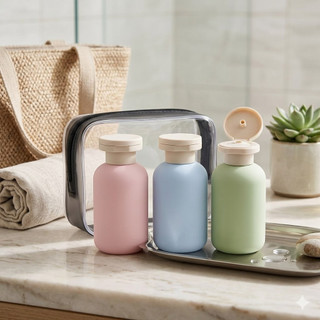 Bộ Chiết Mỹ Phẩm Du Lịch 3 Chai 100ml Kèm Túi PVC | Chai Chiết Mỹ Phẩm Mini Chống Rò Rỉ Tiện Lợi