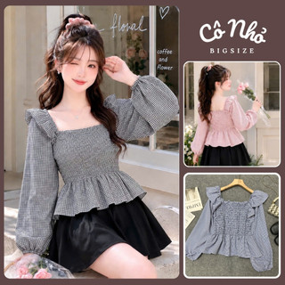Áo Babydoll Tay Dài Form Ôm Nhún Chun Co Giãn Dễ Thương Tiểu Thư Cho Chubby SM37