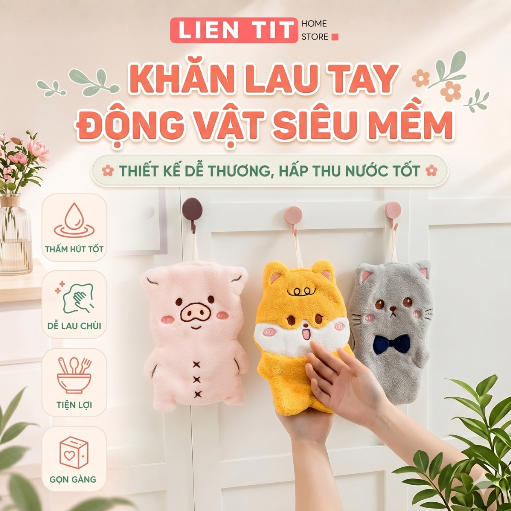 Khăn lau bếp đa năng, khăn lau tay không rụng lông, khăn lau vệ sinh nhà cửa, thấm hút tốt