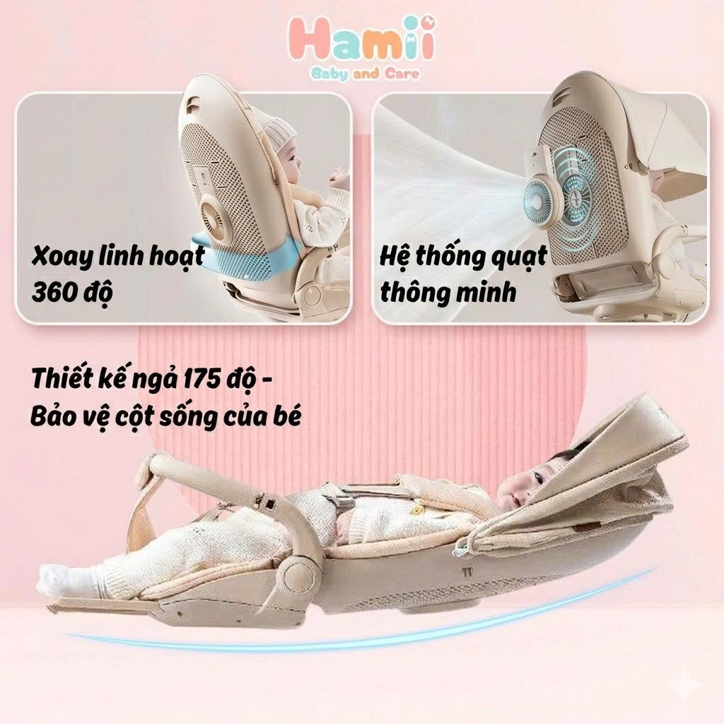 Xe Đẩy Gấp Gọn Cho Bé Vinng Q11 Cao Cấp, Đảo Chiều 3 Tư Thế Nằm, Ngả, Ngồi, Khung Xe Bằng Hợp Kim