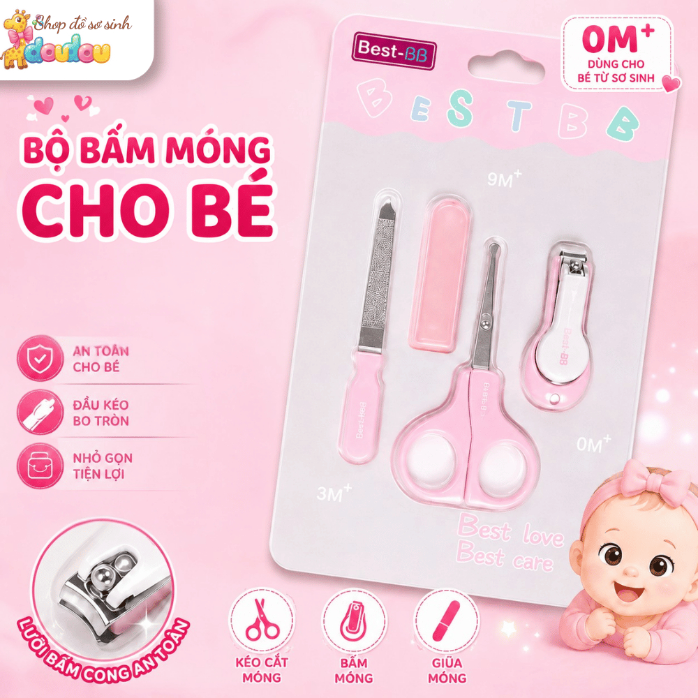 Bộ Bấm Móng Cho Bé Sơ Sinh Cao Cấp An Toàn Tiện Lợi Cắt Dũa Móng Cho Bé 0M+ DouDou