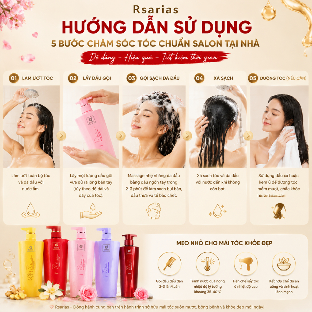 🔥 Nhập khẩu từ Thái Lan Dầu Gội Dưỡng Tóc Rsarias 750ml - Phục Hồi Tóc Hư Tổn, Mềm Mượt Chuẩn Salon, Hương Thơm Lâu