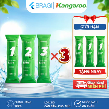 (Tặng kèm 3 lõi số 1) - Combo 3 Bộ 9 Lõi Lọc 123 Extra Kangaroo Tổng Nhận Về 12 Lõi dùng cho máy lọc nước 10 inch