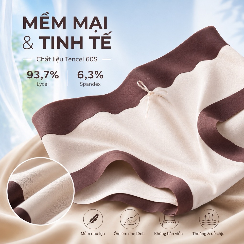 [SANTONY x HƯƠNG GIANG] Hộp quà nội y CHOCOLATE không lộ viền  - quần lót lụa mềm mại, ôm dáng, ngọt ngào như sô cô la