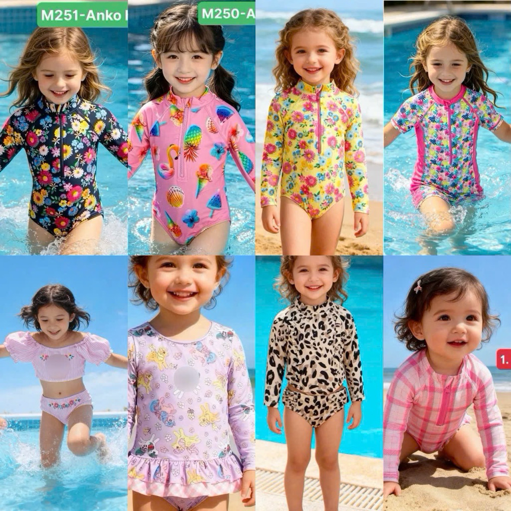 Đồ Bơi Bé Gái Xuất Dư Boi05 3-17kg (3M-5Y), Đồ Tắm Trẻ Em Size Nhí Dễ Thương