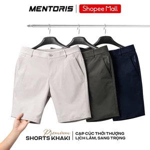 Quần Short Kaki Nam MENTORIS Trẻ Trung, Form Suông Trên Gối, Cạp Cúc Gọn Gàng, Mặc Hằng Ngày MSR15