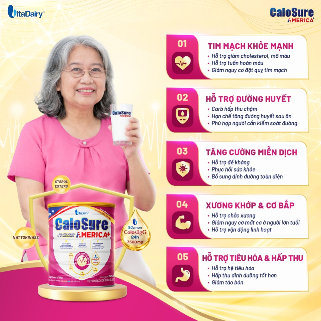 Sữa bột Calosure America + cho người tiểu đường - Hỗ trợ tim mạch, tăng cường hệ miễn dịch. Hộp 400g