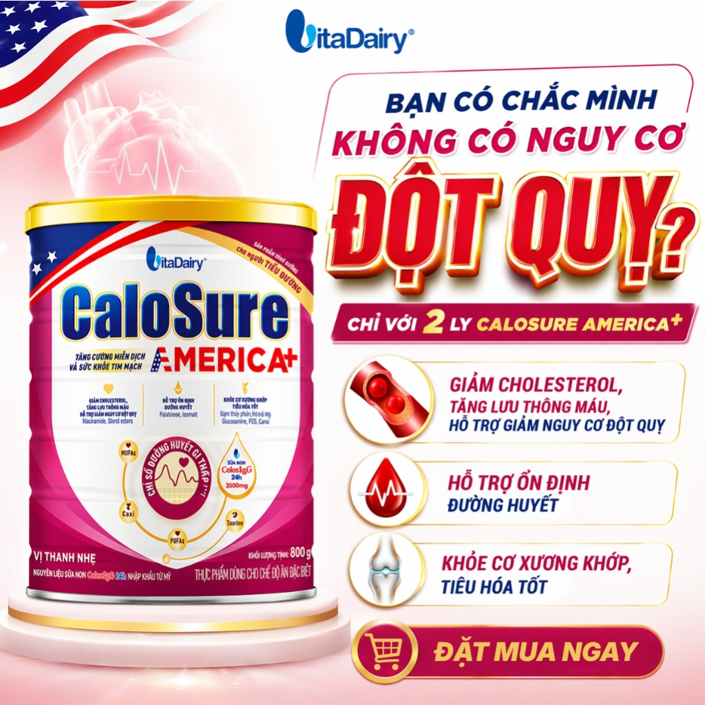 Sữa bột Calosure America + cho người tiểu đường - Hỗ trợ tim mạch, tăng cường hệ miễn dịch. Hộp 400g