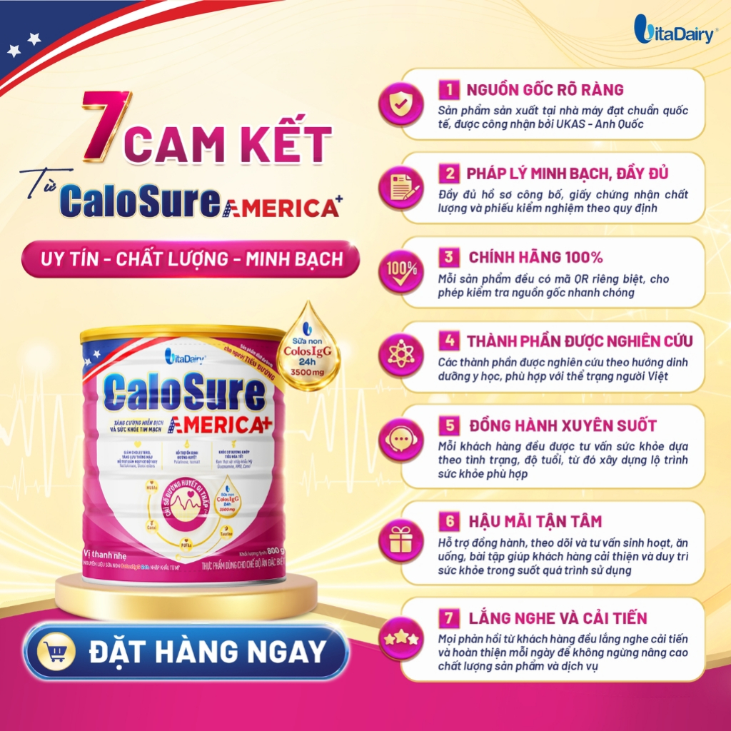 Sữa bột Calosure America + cho người tiểu đường - Hỗ trợ tim mạch, tăng cường hệ miễn dịch. Hộp 400g