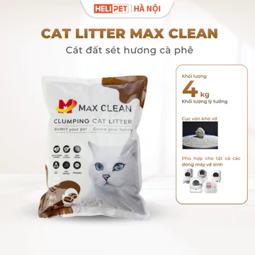Cát Cho Mèo, Cát Đất Sét MAX CLEAN Hương Cà Phê 4kg Dùng Cho Chậu Cát Mèo, Nhà Vệ Sinh Cho Mèo