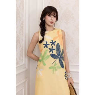 SWANLAKE | Váy Đầm Nữ Maxi Suông Sát Nách Xẻ Tà Linen Lụa In Hoa Cổ Tròn Du Lịch Biển Hè D12380