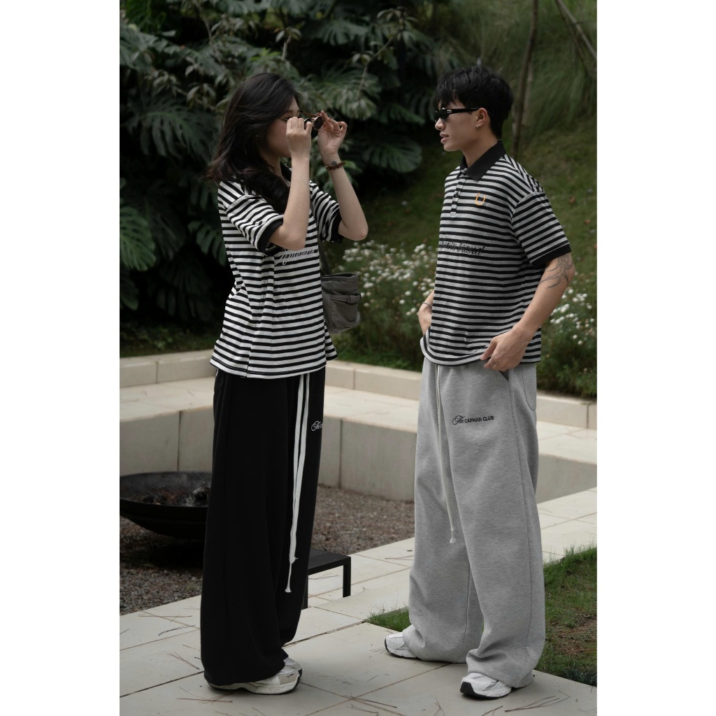 Áo thun Polo nam nữ sọc ngang STRY phom Boxy CAPMAN CLUB, áo polo unisex phom rộng trẻ trung thoải mái | BigBuy360 - bigbuy360.vn