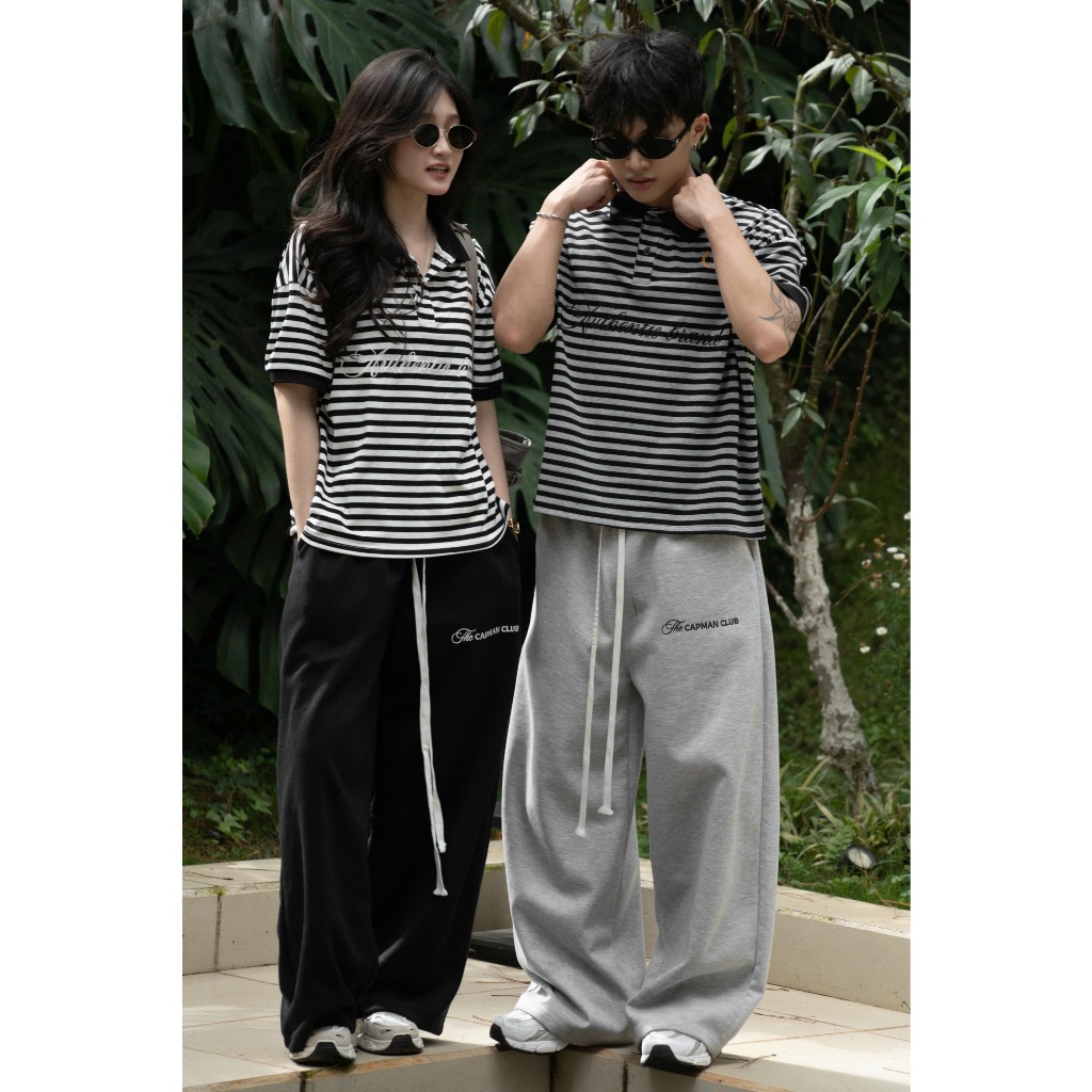 Áo thun Polo nam nữ sọc ngang STRY phom Boxy CAPMAN CLUB, áo polo unisex phom rộng trẻ trung thoải mái | BigBuy360 - bigbuy360.vn