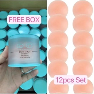 12Pcs/Box Women Invisible Silicone Adhesive Nipple Stickers/Reusable Breast Covers with