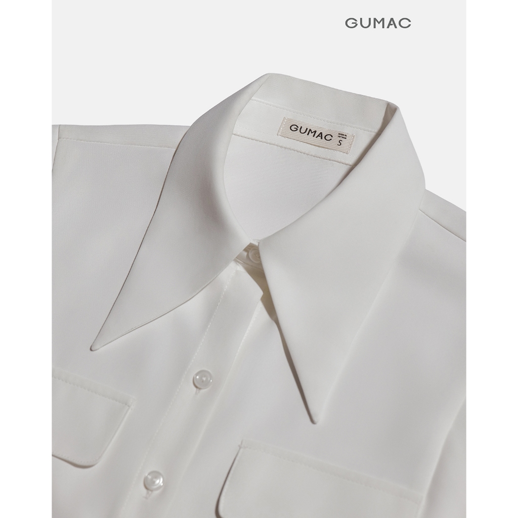 Áo sơ mi nữ GUMAC form suông phối nẹp vai có nắp túi giả  AF10035