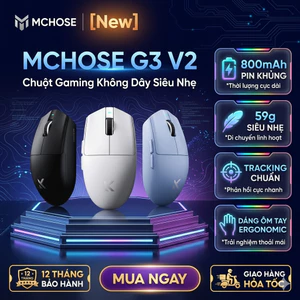 Chuột Gaming Không Dây Mchose G3 V2 - Tracking Chuẩn, Pin 800mAh, Siêu Nhẹ, Ôm Tay , BH 12TH