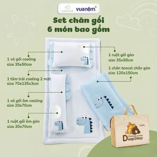 Chăn gối cho bé mầm non 6CT Vua Nệm Goodnight Bebe, Gối ngủ, chăn hè cho bé Tencel thoáng mát mùa hè