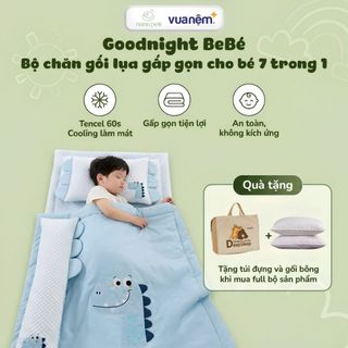 Chăn gối cho bé mầm non 6CT Vua Nệm Goodnight Bebe, Gối ngủ, chăn hè cho bé Tencel thoáng mát mùa hè