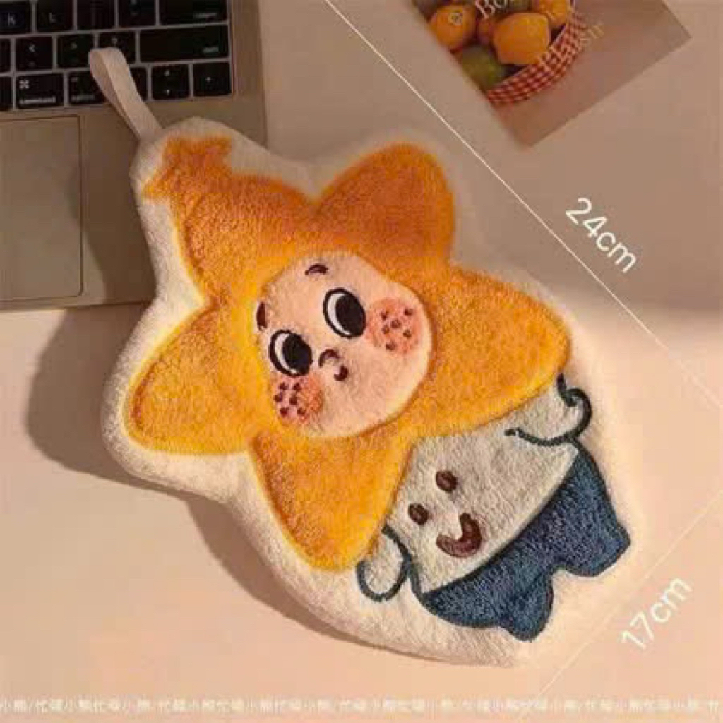 Set 2 khăn lau tay đa năng vải san hô dày dặn có dây treo