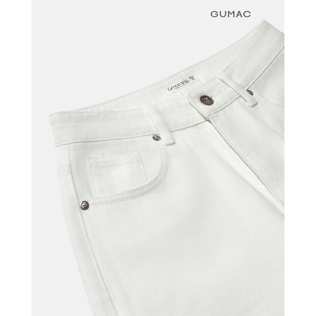 Quần Jeans Nữ GUMAC - Gmorning Ống Suông Túi Đắp Sau Thêu Chữ GMOR Tinh Tế YQJF03049
