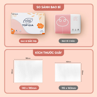 [KHĂN GIẤY KHỔ LỚN-SIÊU TIẾT KIỆM] Giấy ăn rút để bàn Top Gia, giấy sắc hạ cao cấp 4 lớp, dày dặn