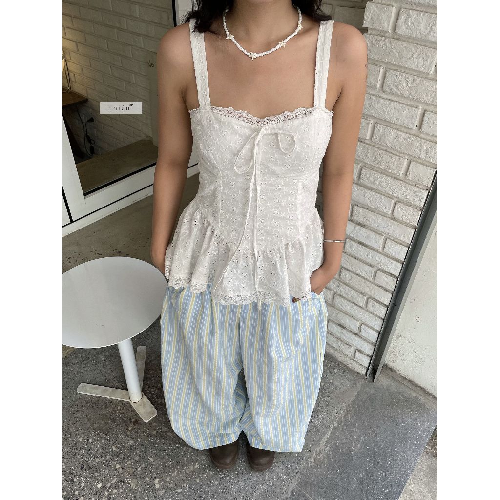 𝐃𝐚𝐦𝐢 𝐓𝐨𝐩 - Áo kiểu nữ, áo 2 dây xô hoa phối ren nhien.official NAS00036 | BigBuy360 - bigbuy360.vn