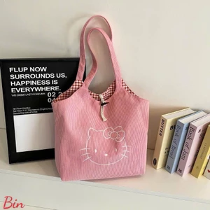 Túi Tote Vải Hồng Hình Hello Kitty Dễ Thương 🌸