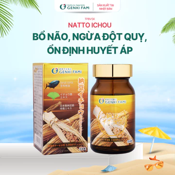 TPBVSK Viên Uống Phòng Ngừa Đột Quỵ, Bổ Não Nattokinase 3000FU Natto Ichou Genki Fami Nhật Bản Hộp 90 Viên