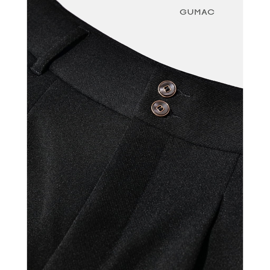 Quần Short Nữ GUMAC Form Suông Lưng Cao Cạp Cao Xếp Ly Nút Đôi Chất Tuyết Mưa Đứng Form Thoải Mái LSHG0408