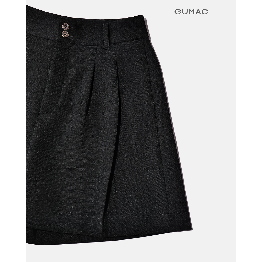 Quần Short Nữ GUMAC Form Suông Lưng Cao Cạp Cao Xếp Ly Nút Đôi Chất Tuyết Mưa Đứng Form Thoải Mái LSHG0408