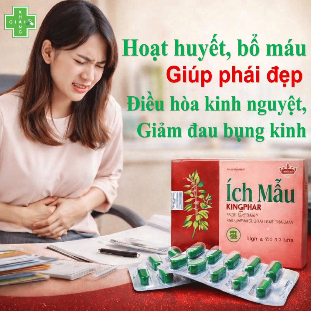 Viên uống Ích mẫu Kingphar, giúp hoạt huyết, bổ máu, điều kinh, giảm đau bụng kinh (Hộp 20 viên)