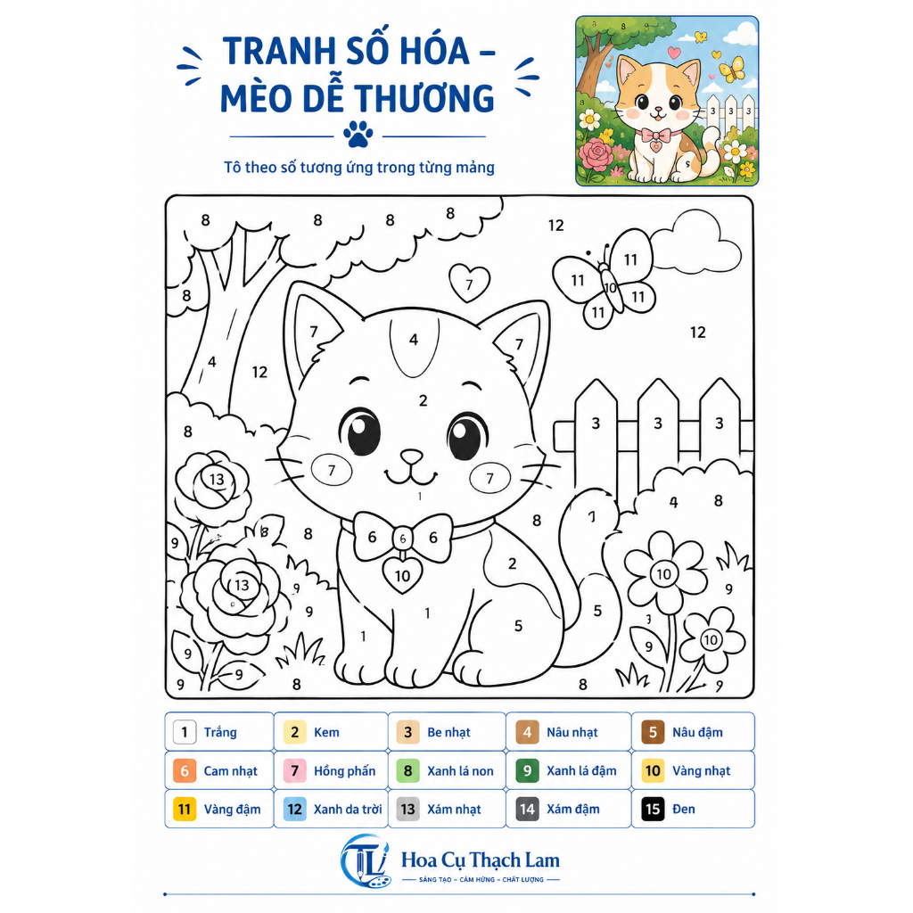 Combo 1 tới 3 bức tranh số hóa kèm bảng hướng dẫn giấy cao cấp 300gsm