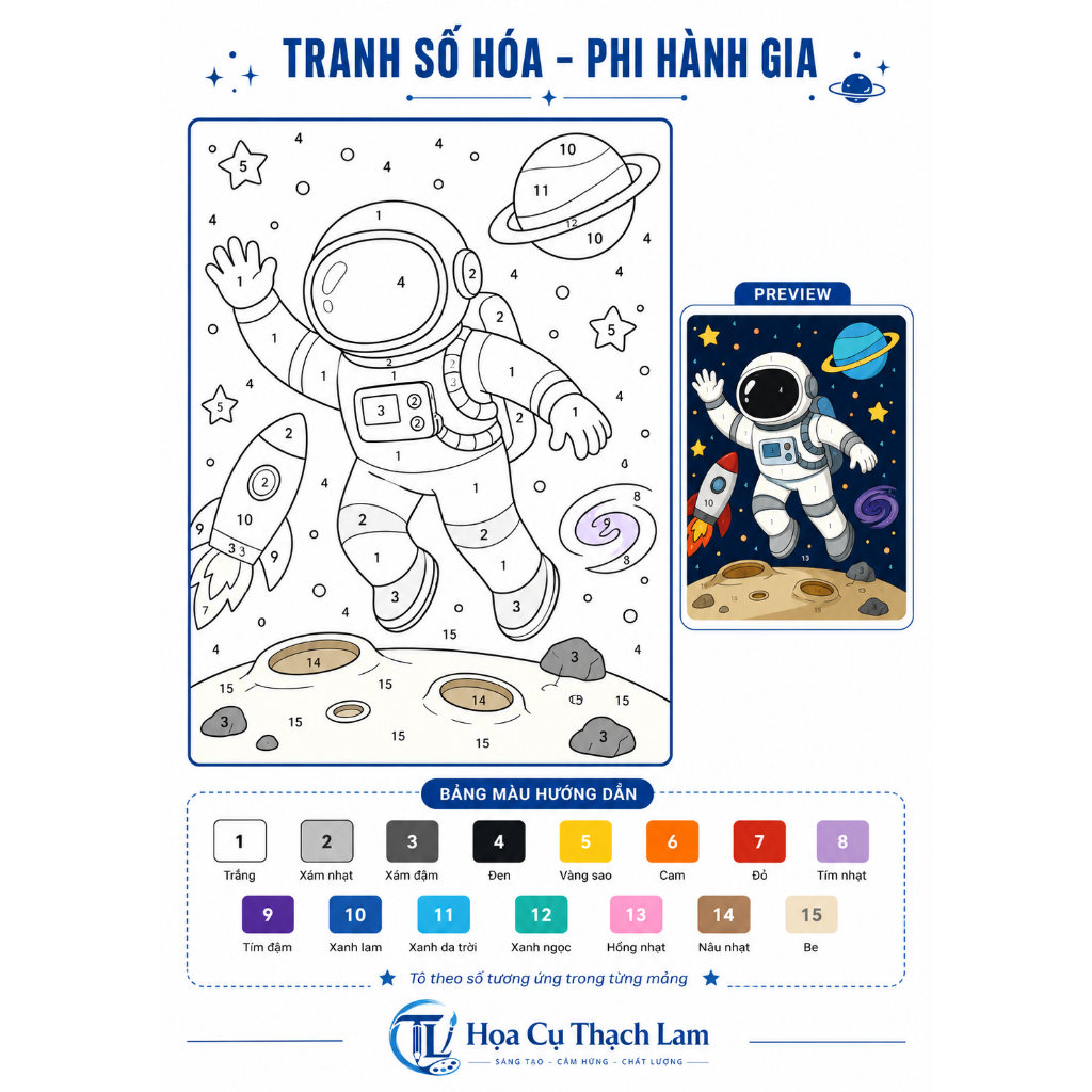 Combo 10 Tranh Số Hóa Tô Màu Theo Số Cho Bé Kèm Bảng Màu Hướng Dẫn