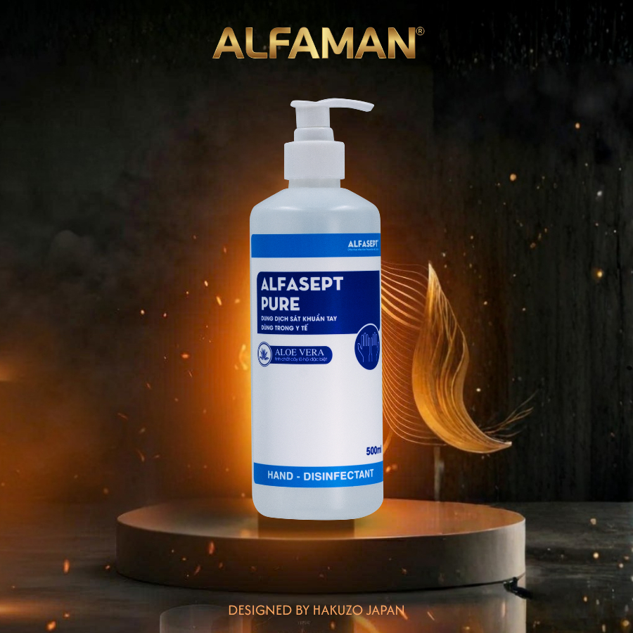 Nước Rửa Tay Khô ALFASEPT Pure An Toàn Cho Da Nhạy Cảm, Giúp Diệt Khuẩn Nhanh Chóng Và Hiệu Quả Lọ 500ml