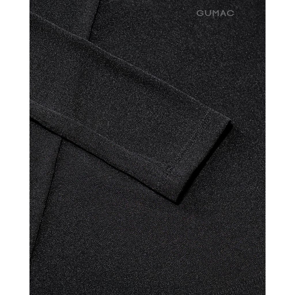 Áo thun GUMAC form slim cổ lệch một bên vai tay dài áo có ánh nhũ nhẹ ATG01048