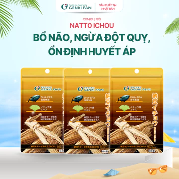 TPBVSK Combo Viên Uống Natto Ichou Phòng Ngừa Đột Quỵ, Bổ Não,Genki Fami Nhật Bản, Gói 30 Viên
