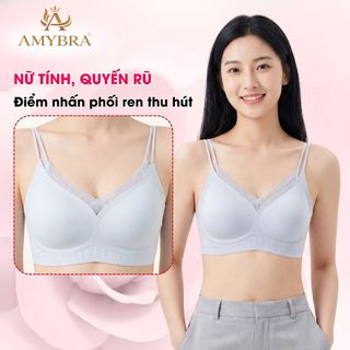 [ AMYBRA HOTTREND ] Áo Ngực Nữ Cao Cấp Đúc Su Không Gọng Mút Mỏng 1Cm Êm Ái, Áo Lót Nữ Phối Ren Mềm Quyến Rũ A2606