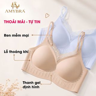 [ AMYBRA BST HÈ ] Áo Ngực Nữ Phối Ren Quyến Rũ – Áo Lót Nữ Không Gọng Su Đúc Mềm Mịn Nâng Đỡ Tự Nhiên AMYBRA A2606