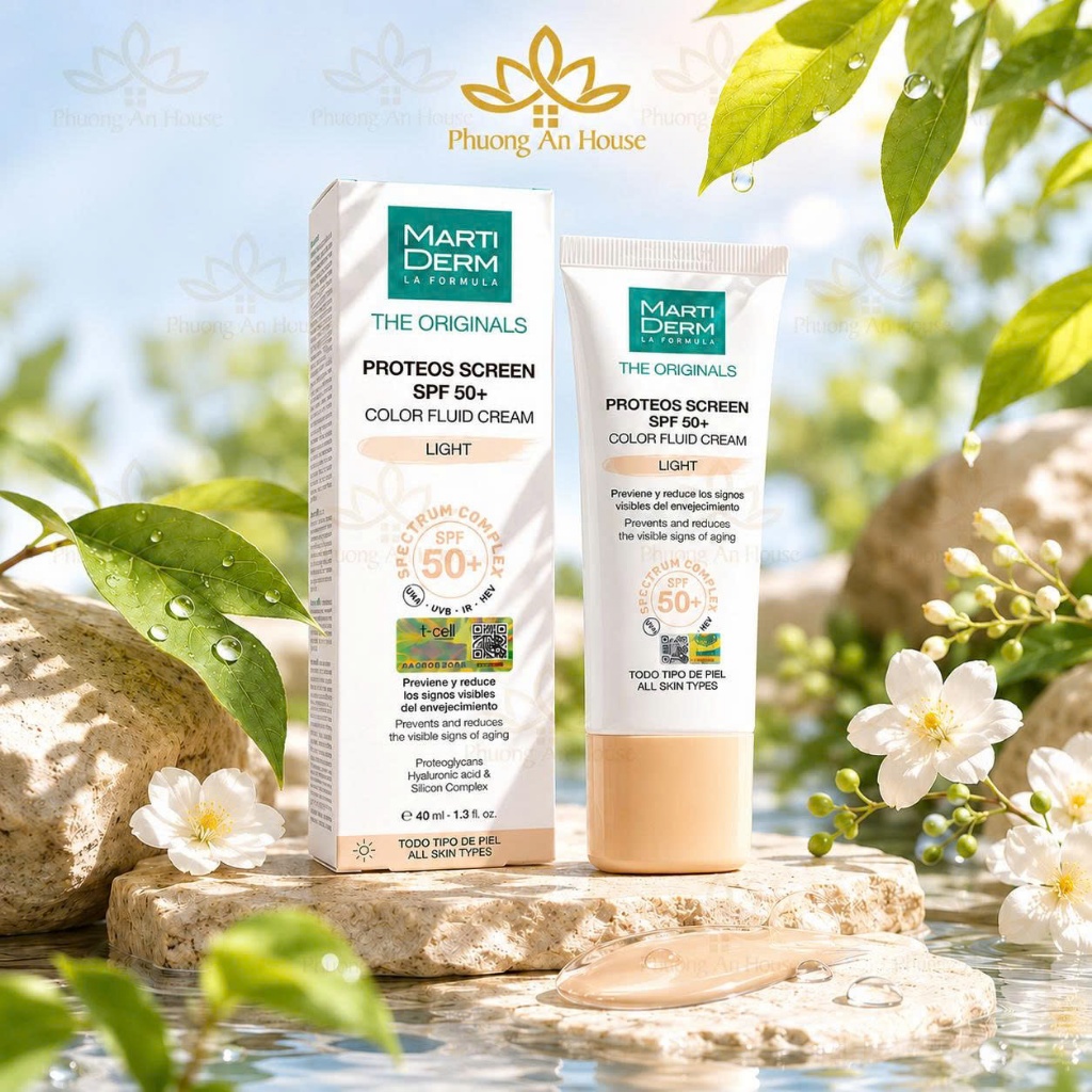 Kem Chống Nắng Bảo Vệ Da Kiềm Dầu MartiDerm The Originals Proteos Screen SPF50+ Color Fluid Cream (Light) (40ml)
