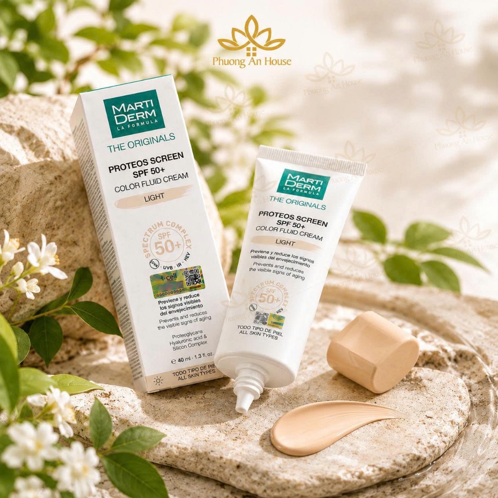 Kem Chống Nắng Bảo Vệ Da Kiềm Dầu MartiDerm The Originals Proteos Screen SPF50+ Color Fluid Cream (Light) (40ml)