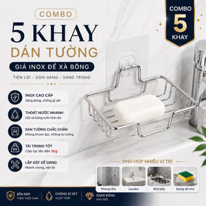 Combo 5 Giá Inox Để Xà Bông Dán Tường Đa Năng – Khay Đựng Xà Phòng Nhà Tắm Cao Cấp